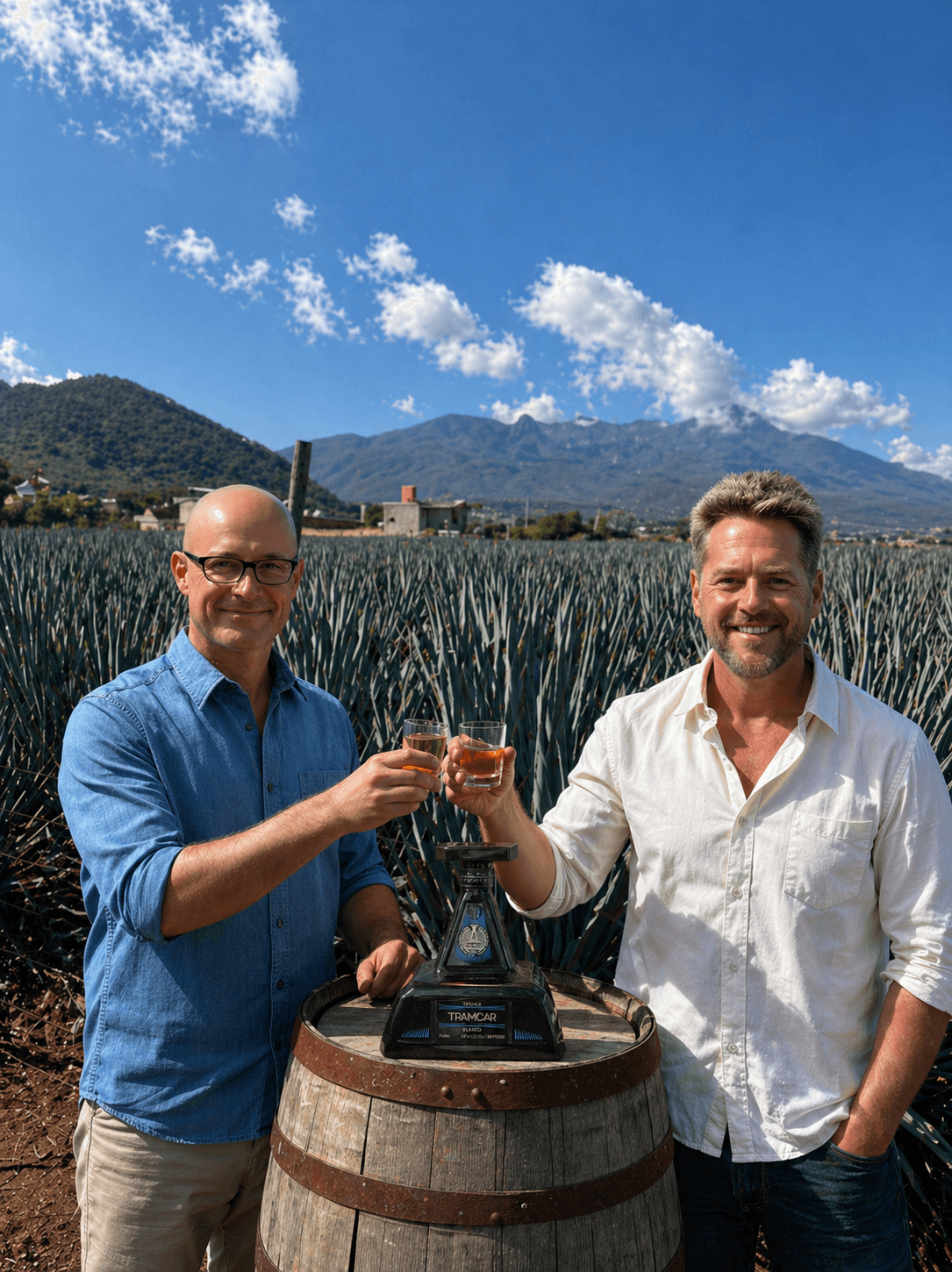 Tramcar founders Tom and Chuck at the agave fields in Jalisco
