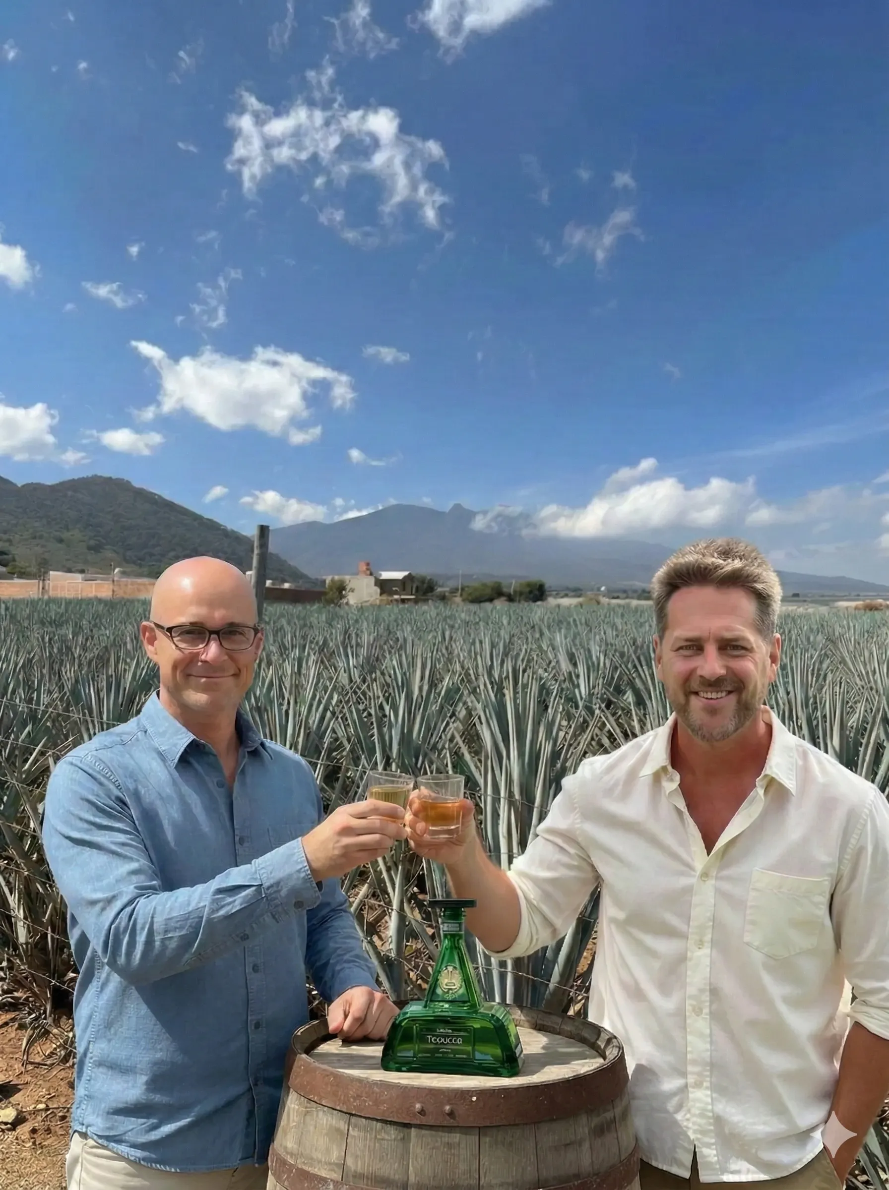 Tramcar founders Tom and Chuck at the agave fields in Jalisco