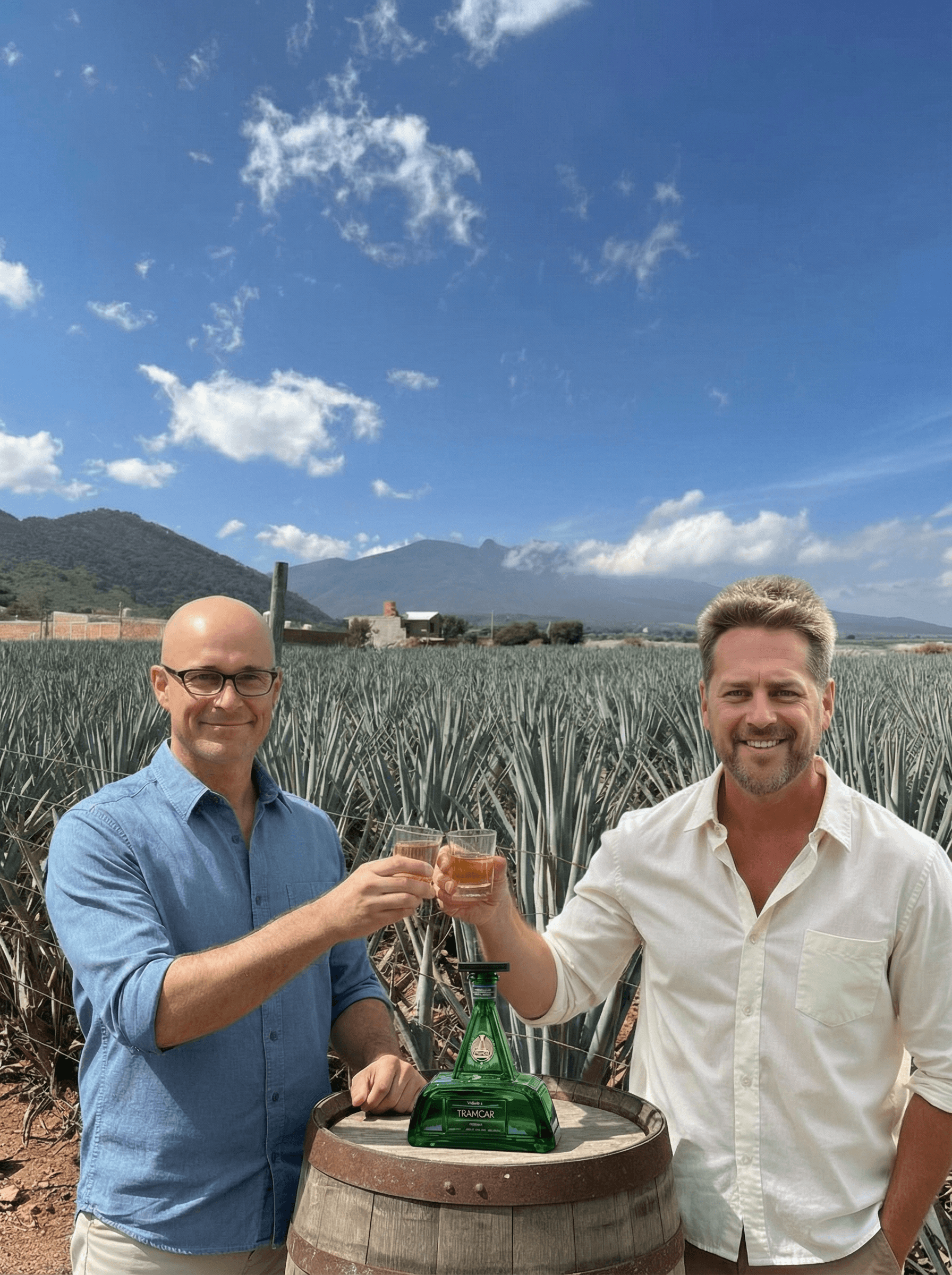 Tramcar founders Tom and Chuck at the agave fields in Jalisco